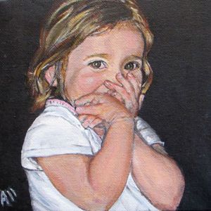 Peinture de annie massollo: L'ESPLIEGLE , ou ,  Ange ou Démon ?