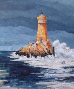 Peinture de Meryl QUIGUER: Tempête au Phare de La Vielle