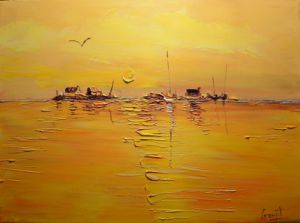 Peinture de Gerard Crouzet : Aube ocre