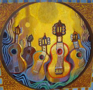 Peinture de Jean Micheli: Les guitares tsiganes