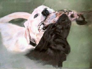 Peinture de marco: scene de chasse les labradors