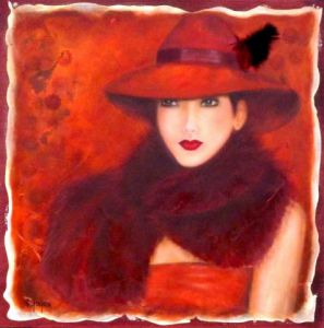 Peinture de MARTINE GREGOIRE: Fourrure et chapeau