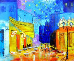 Peinture de Laure Leprince: Café de la place