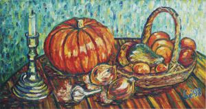 Peinture de Gerard SERVAIS: Nature morte au potiron