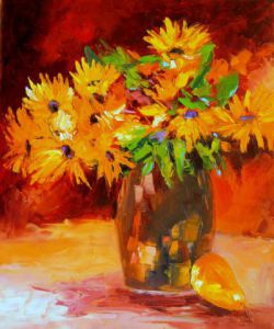 Peinture de Veronique LANCIEN: BOUQUET DE RUDBECKIAS