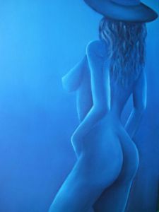 Peinture de Jigee: la dame au chapeau