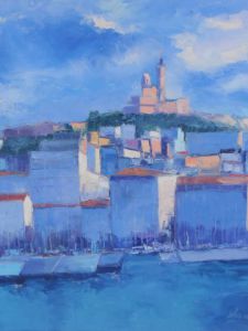 Peinture de Veronique LANCIEN: MARSEILLE BLEUE LUMIERE