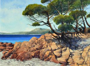 Peinture de Marcel BOOS: Paysage de bord de mer en Corse