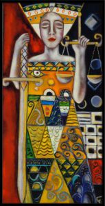 Peinture de Cat: LA JUSTICE (d'après KLIMT)