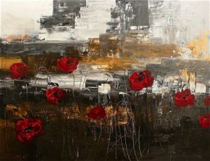 Peinture de LEPRIN: Comme un petit coquelicot