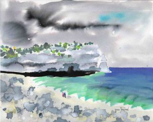 Peinture de Yves Fremin: Souvenir d'Etretat