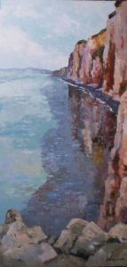 Peinture de Agnes Dortu: Mer d'huile à Varengeville.