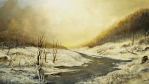 Peinture de Jacques MONCHO: Le loup solitaire