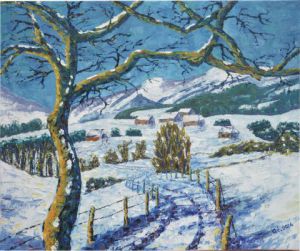 Peinture de Gerard SERVAIS: Neige dans le Jura