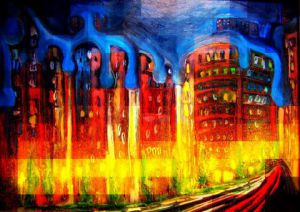 Art_numerique de Momaur: Nuit tombante numérisée