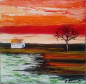 Peinture de Catherine Dutailly: Marais rougeoyant