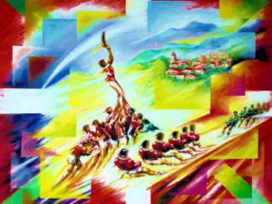 Peinture de Jacques-Henry Lagranges: Au Fronton