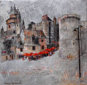Peinture de Meryl QUIGUER: Vitré - Place St Yves - gris