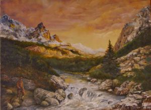 Peinture de Jacques MONCHO: le promeneur matinal