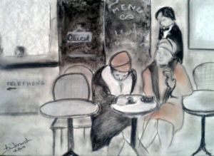 Dessin de Laurence GIRERD: En terrasse