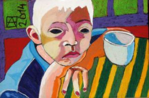 Peinture de Anna Demadre-Synoradzka: Garçon Albinos  2014