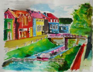 Peinture de Chenel: Pontivy la Venise Bretonne