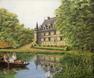 Peinture de Jacques MONCHO: Au fil de l'eau, la rencontre