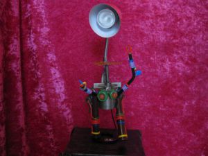 Sculpture de bellagamba  gilles: robot  lampe