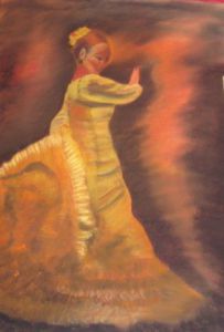 Peinture de roselyne halluin: la danseuse de flamenco