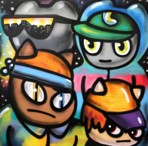 Peinture de CHANOIR: Cats from mars