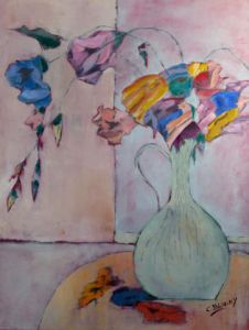 Peinture de Christian Bligny: La cruche de verre vert