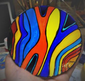 Oeuvre de chara: Assiette porcelaine peinte à la main 