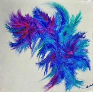 Peinture de chara: Plumes - Huile sur Toile 30x30