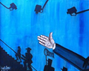 Peinture de LAFFITTE Jacky: Main dans le sac