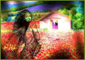 Art_numerique de Malougraphisme: femme fleurs