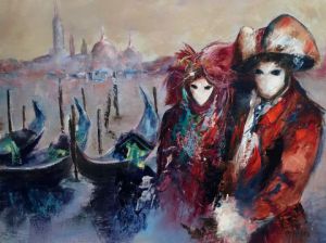 Peinture de MARTINE GREGOIRE: CARNAVAL A VENISE