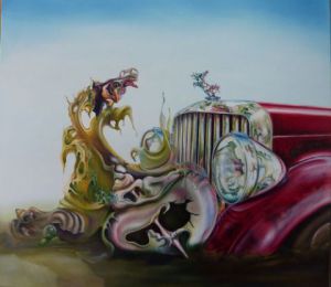 Peinture de jacques darphin: anamorphose du fameux cheval coquillage