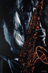 Peinture de guionie jean: Saxo Woman