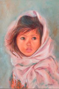 Peinture de MARTINE GREGOIRE: FILLETTE AU FOULARD