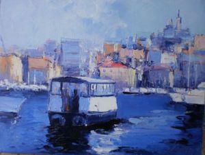 Peinture de Veronique LANCIEN: LE FERRY BOAT A MARSEILLE