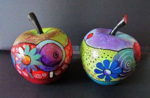 Peinture de Marie-Pierre JAN: pomme N°9 et 10