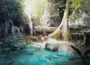 Peinture de Alexis Le Borgne: La cité perdue 