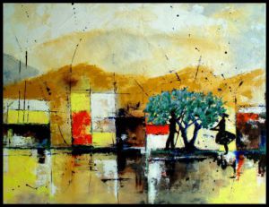 Peinture de KARPEG : VILLAGE ARDECHOIS