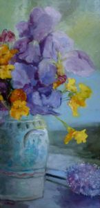 Peinture de milsant:  IRIS ET CAPUCINES
