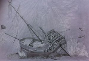 Dessin de Nenette: Epave sous-marine