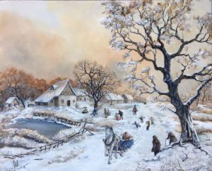 Peinture de Jacques MONCHO: Promenade romantique