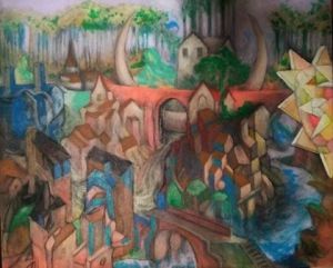 Peinture de LAURENT DESMEULLES: Passage secret entre le jour et la nuit