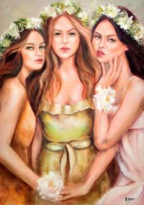 Peinture de MARTINE GREGOIRE: JEUNES FILLES ET FLEURS