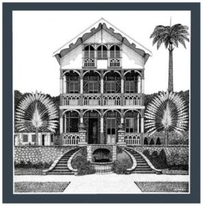 Dessin de Francois MOLL: 01 - Rue Victor Hugo - Fort de France - Martinique