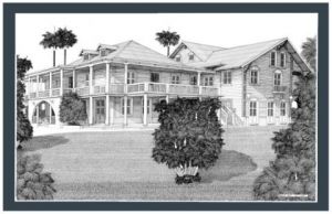 Dessin de Francois MOLL: 26 - Route de Didier (Villa Chanteclerc) - Fort de France - Martinique